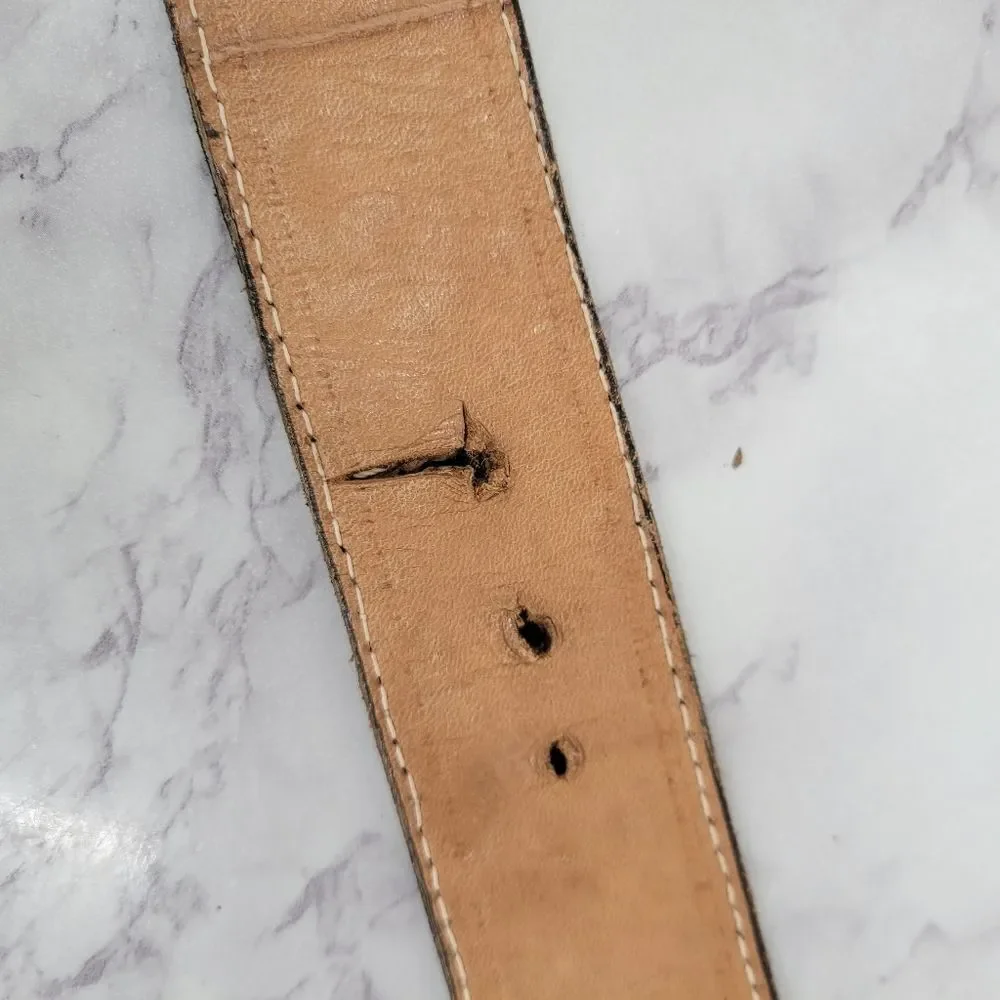 Black and Cream Embroidered Belt Mexico Western Cowboy Leather